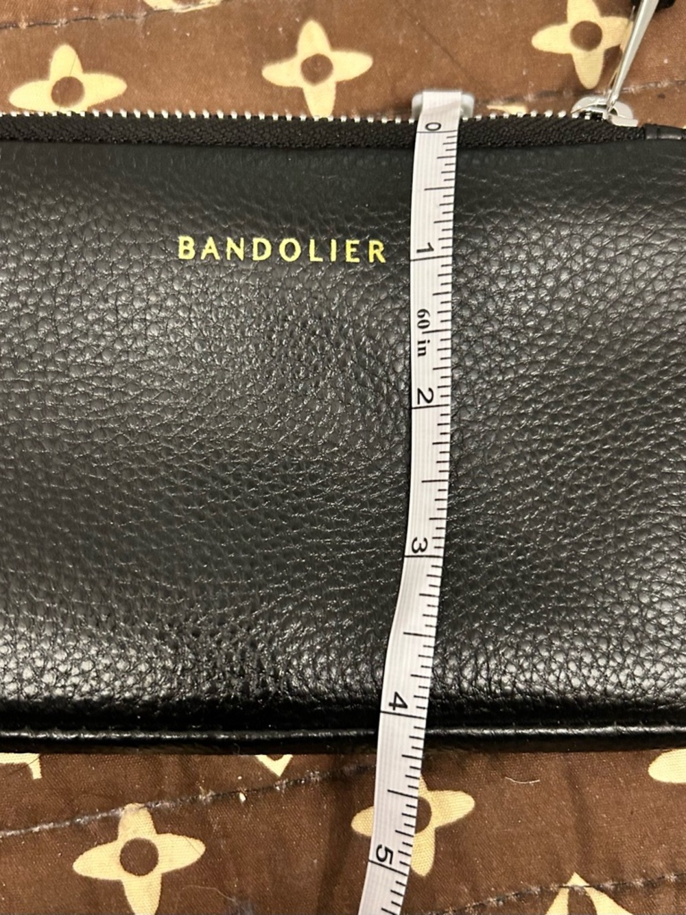 Bandolier Black Pebbled Leather Crossbody Phone Wallet - Picture 8 of 9